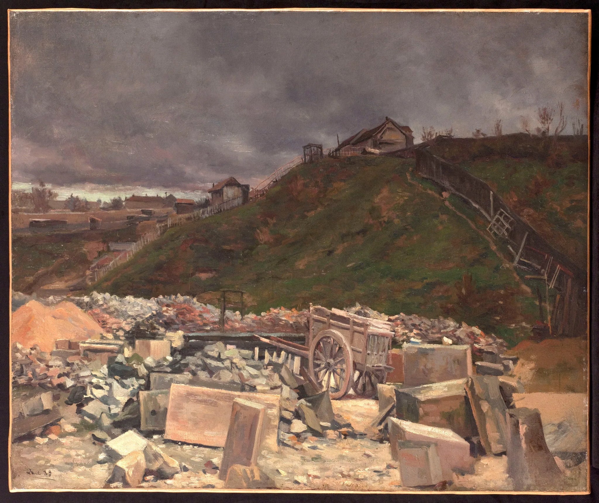 Dépôt de pavés à Montmartre - Maximilien Luce image 1 copie peinte à la main à l’huile
