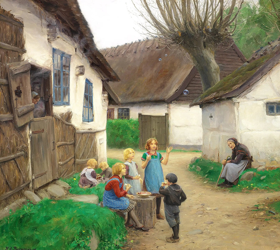 Reproduksjon av maleri "Barn som lager bobler" - H. A. Brendekilde

Source:
Des enfants font des bulles. - H. A. Brendekilde