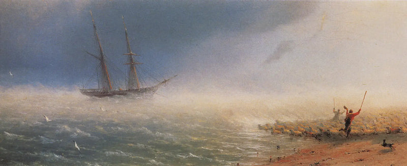 Sauene drevet av stormen i havet. - Ivan Aïvazovski

Source:
Des moutons poussés par la tempête dans la mer. - Ivan Aïvazovski