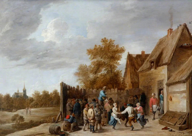 Landbrukere danser foran en taverna, med en landsbykirke i det fjerne - David Teniers den Yngre

Source:
Des paysans dansent devant une taverne, avec une église de village au loin - David Teniers le Jeune