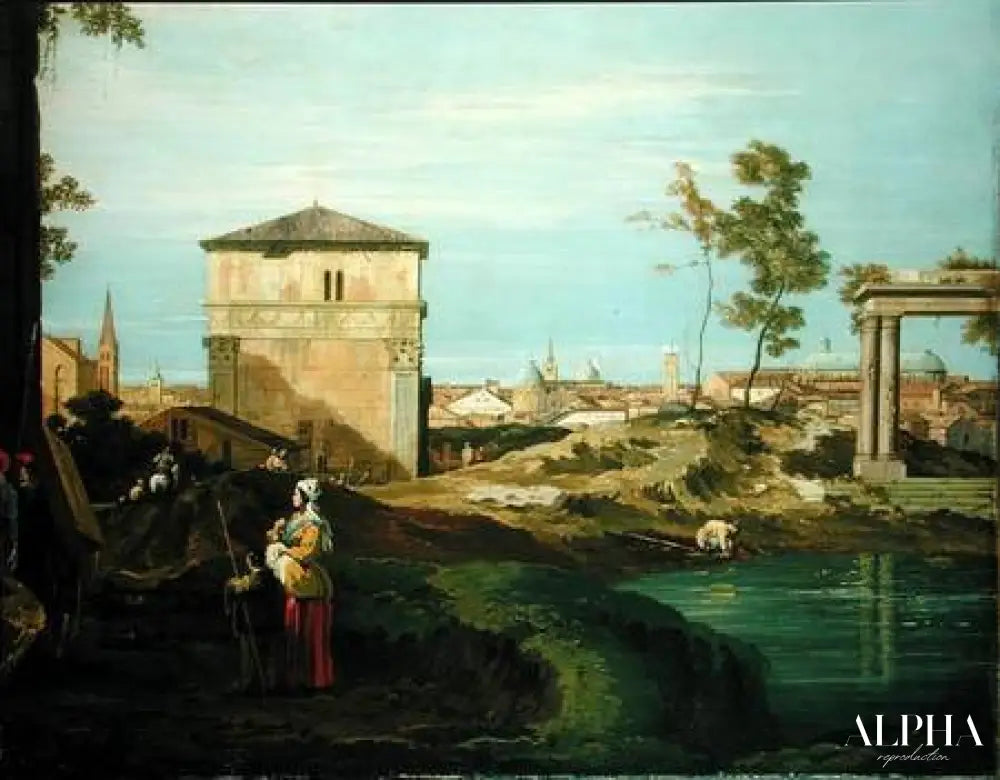 Détail de "Capriccio avec motifs de Padoue" - Giovanni Antonio Canal - Reproductions de tableaux et peintures haut de gamme