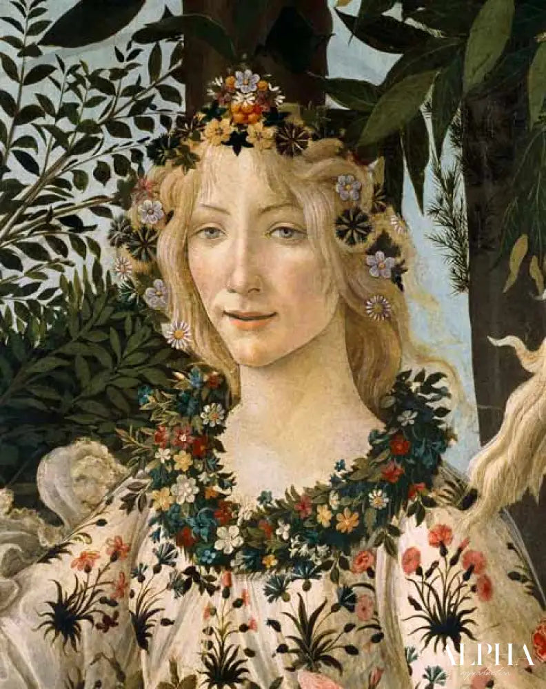 Détail du tableau "le printemps", tête de Flora - Sandro Botticelli - Reproductions de tableaux et peintures haut de gamme