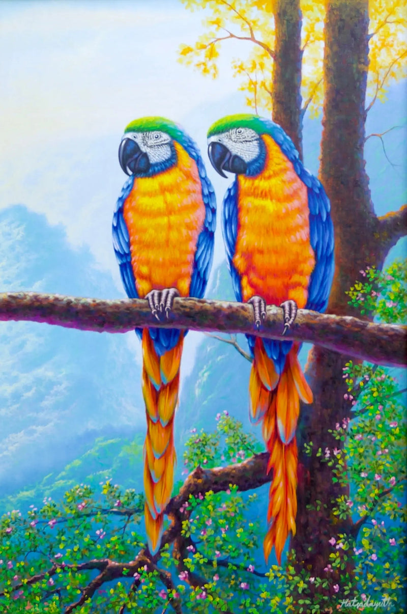 To araer på en gren | 60 x 90 cm