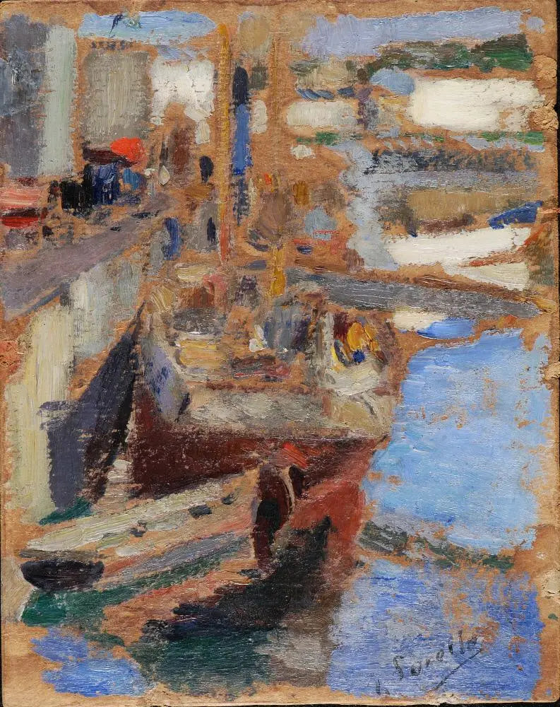 To båter ved kai - Joaquín Sorolla
