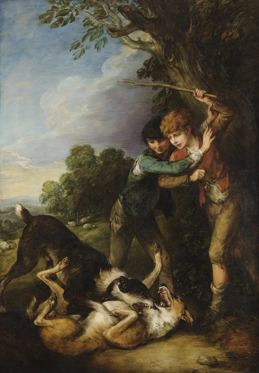 To gjeterhunder som sloss med hunder - Thomas Gainsborough

Source:
Deux bergers se battent avec des chiens - Thomas Gainsborough