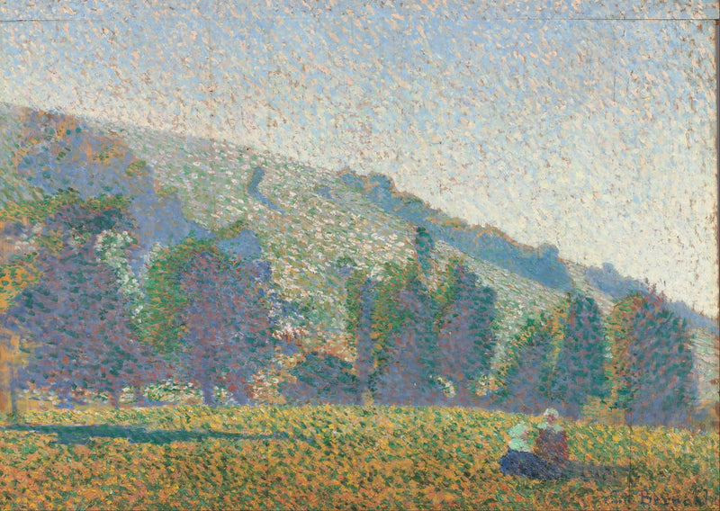 To bretonske kvinner i en eng - Émile Bernard