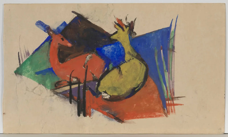 To hjorter som ligger - Franz Marc