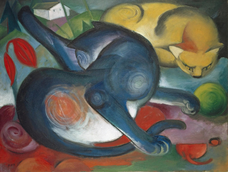 To katter, blå og gul - Franz Marc