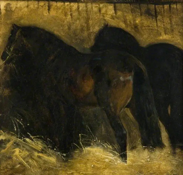 To brune hester i en stall - Théodore Géricault