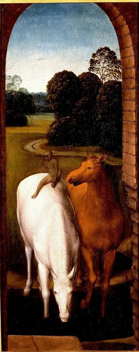 To hester i et landskap - Hans Memling