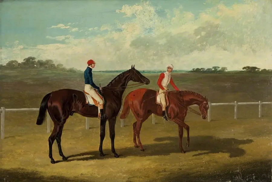 To hestersport – « Karl XII » og « Euklid » – med sine jockeys - John Frederick Herring, Sr.

Source:
Deux chevaux de course – « Charles XII » et « Euclide » – avec leurs jockeys - John Frederick Herring, Sr.