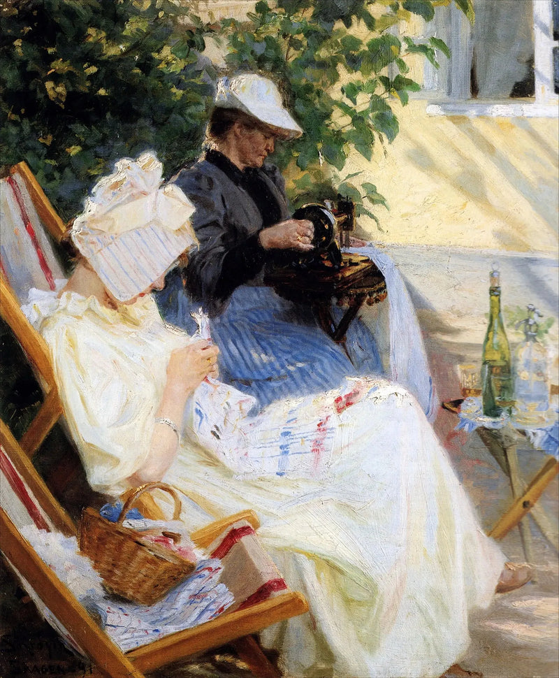 To damer i hagen. Marie Krøyer og hennes mor. Skagen - Peder Severin Krøyer