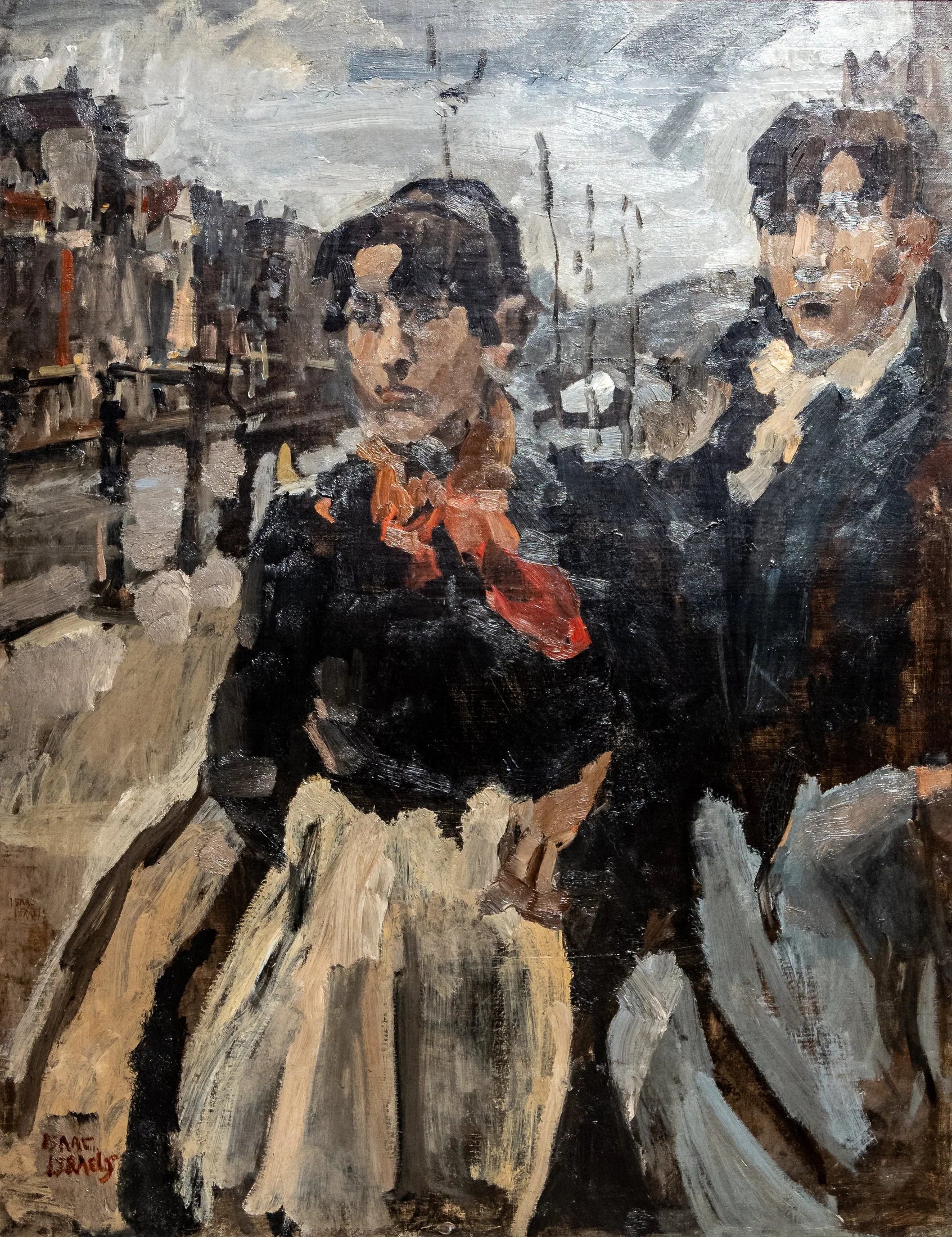Deux domestiques sur le Lijjnbaansgracht à Amsterdam - Isaac Israëls image 1 tableau peint à l’huile sur toile