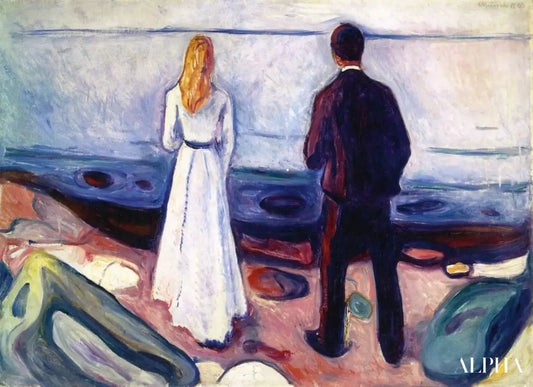 Deux êtres humains. Les solitaires the lonely ones - Edvard Munch - Reproductions de tableaux et peintures haut de gamme