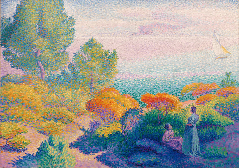 To kvinner ved sjøen, Middelhavet - Henri-Edmond Cross
