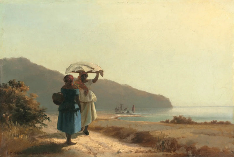 To kvinner som snakker ved havet, Saint-Thomas - Camille Pissarro