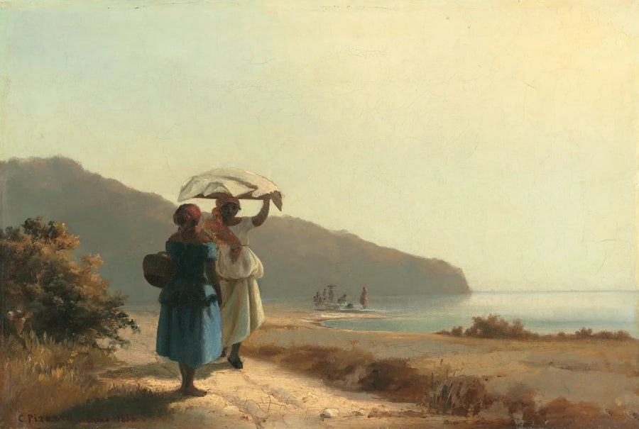 To kvinner som snakker ved havet, Saint-Thomas - Camille Pissarro