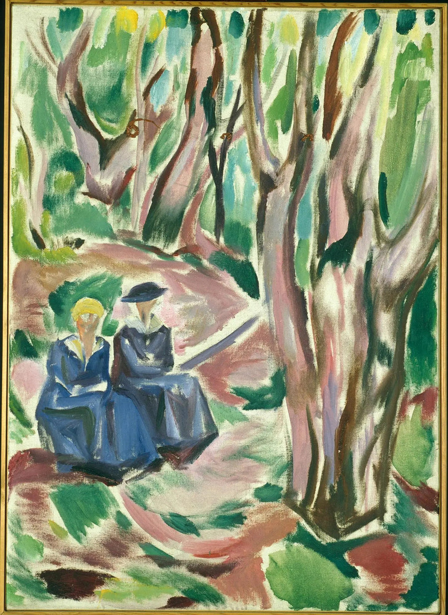 To kvinner i skogen ved Ekely - Edvard Munch