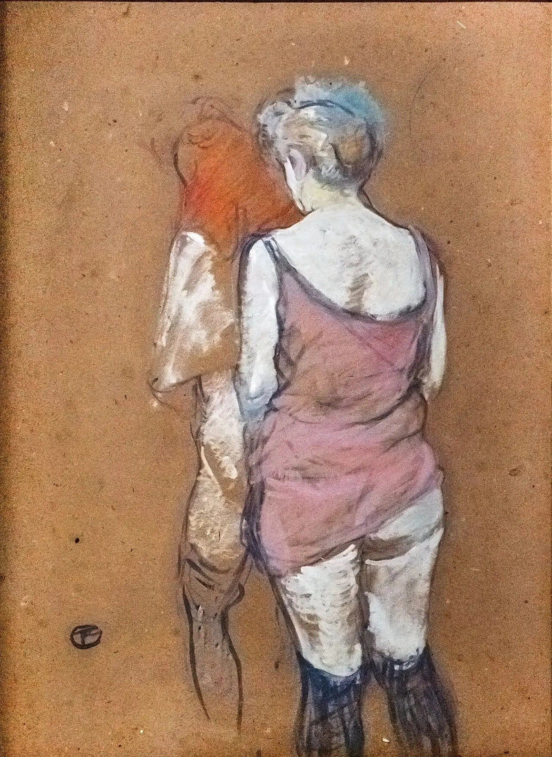 To halvnude kvinner sett bakfra. Huset i rue des Moulins - Henri de Toulouse-Lautrec