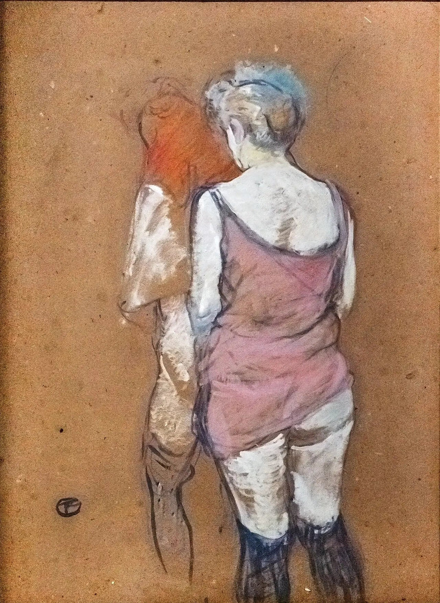 To halvnude kvinner sett bakfra. Huset i rue des Moulins - Henri de Toulouse-Lautrec