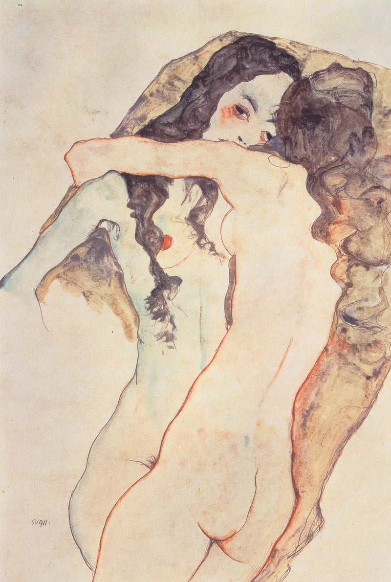 To kvinner som kysser hverandre - Egon Schiele