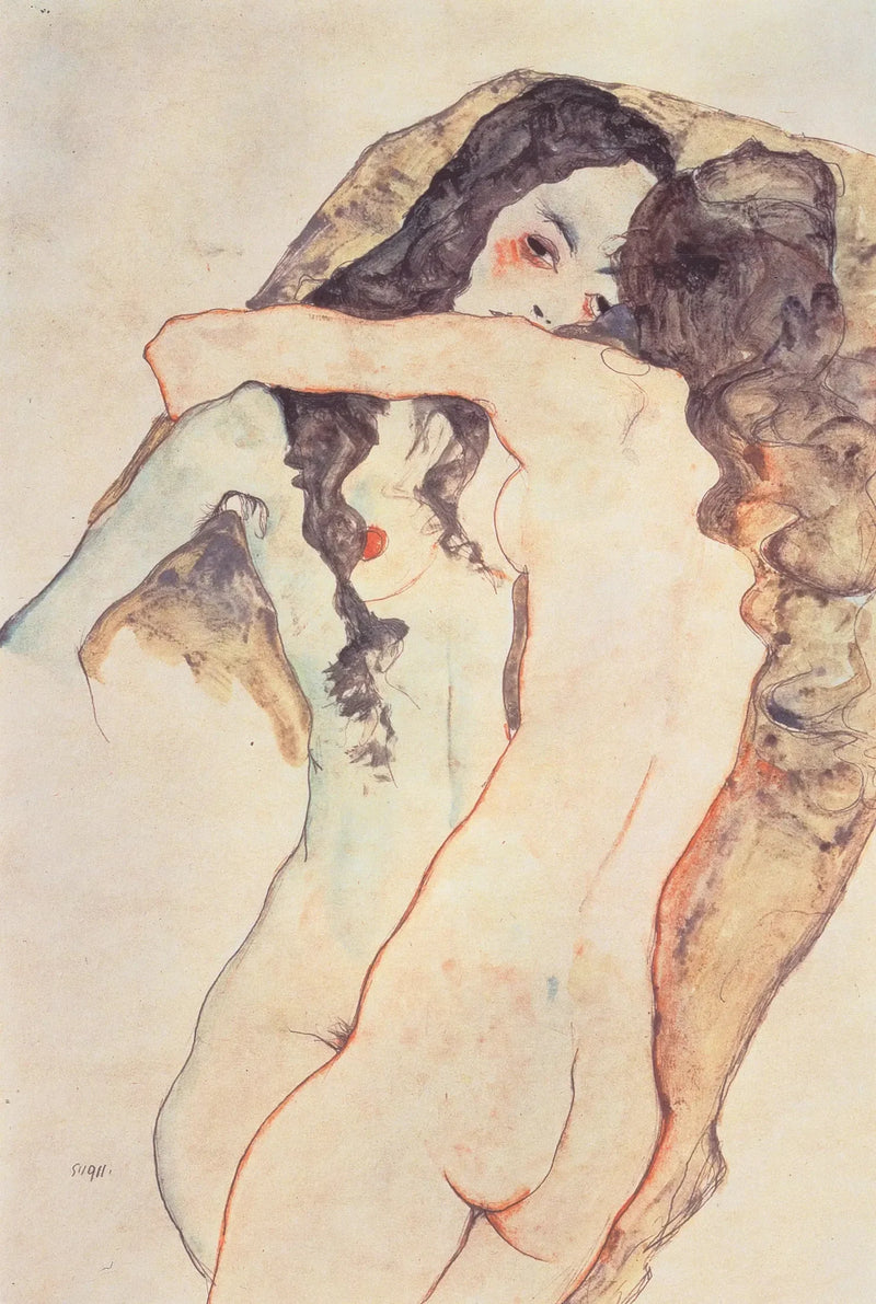 To kvinner som kysser hverandre - Egon Schiele