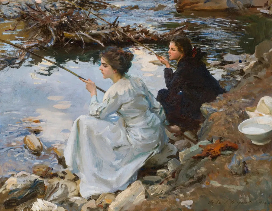 To jenter ved fiske - John Singer Sargent