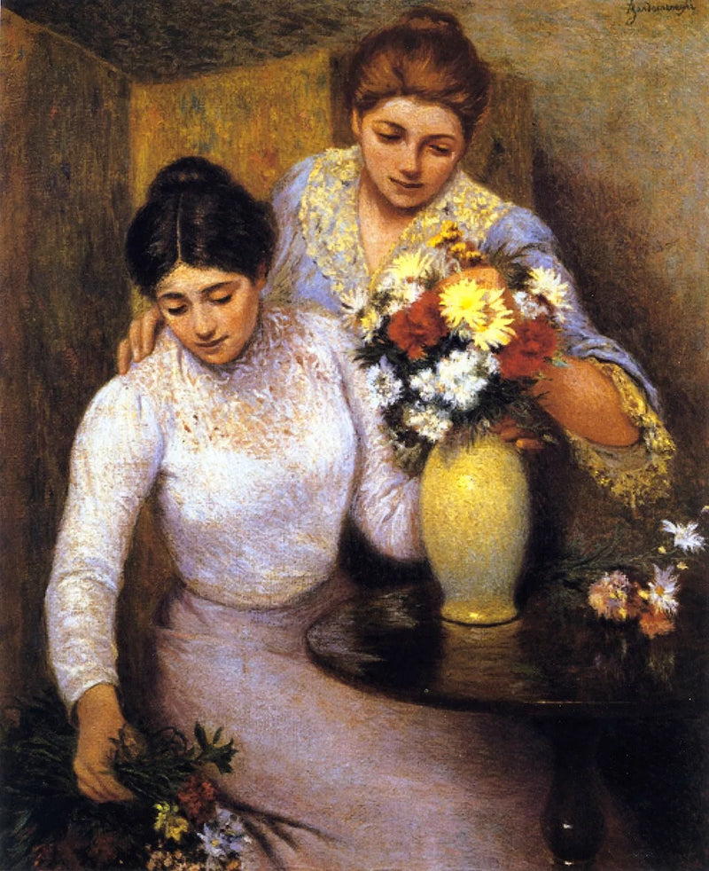 To jenter som ordner blomster - Federico Zandomeneghi