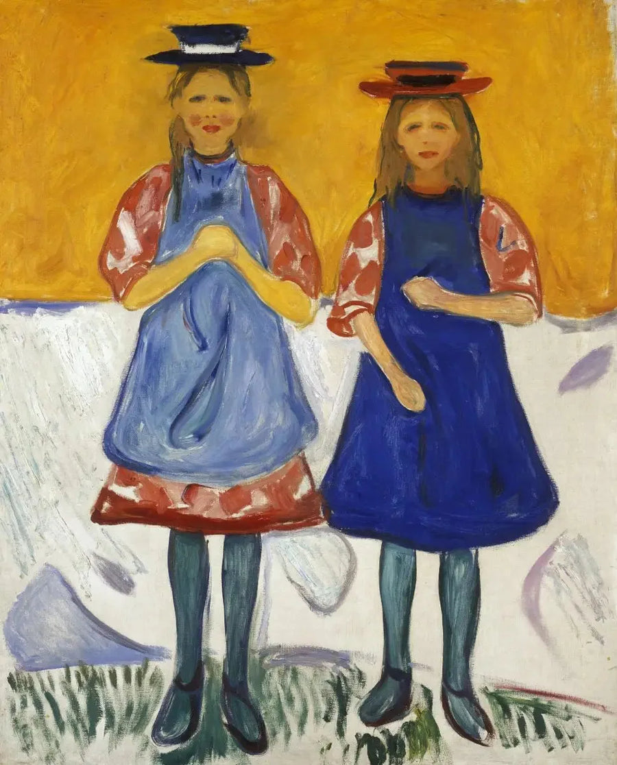 To jenter i blå forkle - Edvard Munch