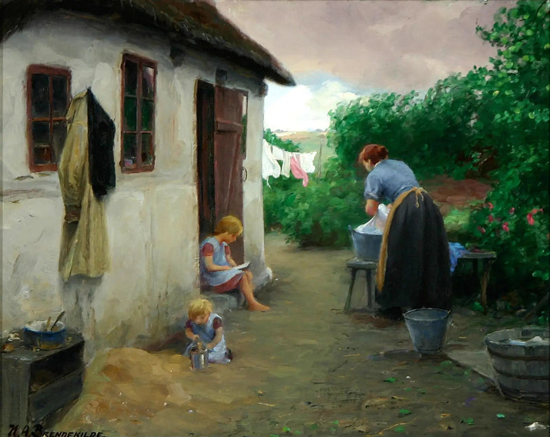 To jenter og deres mor nær en gård. - H. A. Brendekilde

Source:
Deux filles et leur mère près d'une ferme. - H. A. Brendekilde