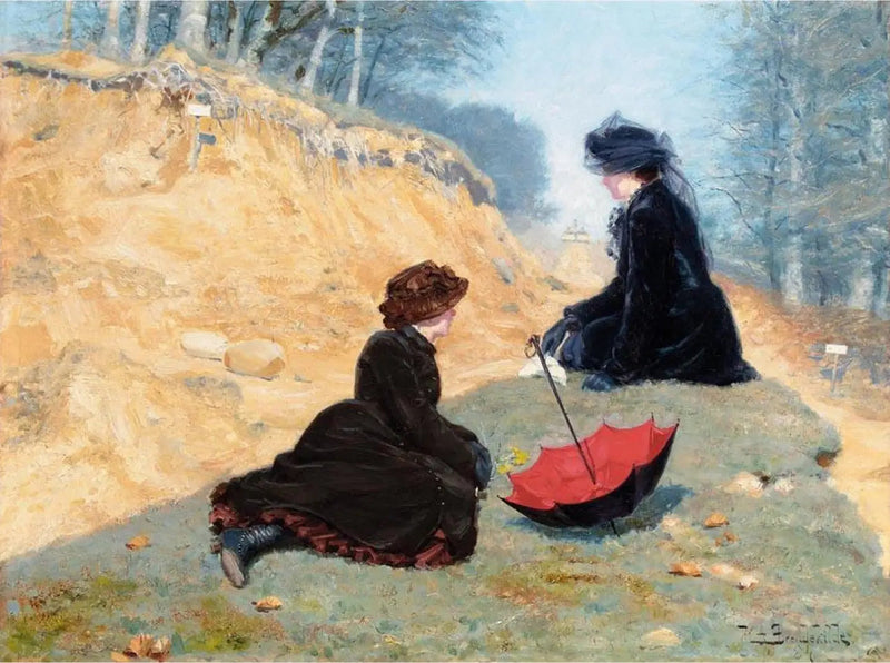 To jenter hviler på en vei. - H. A. Brendekilde

Source:
Deux filles se reposent sur un chemin. - H. A. Brendekilde