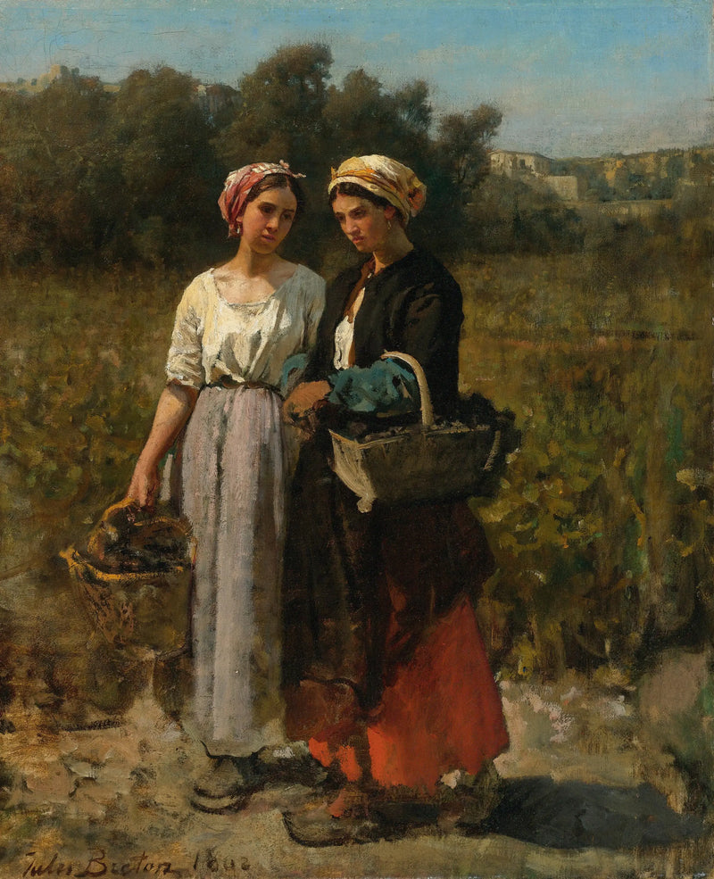 To unge kvinner i vintage - Jules Breton
