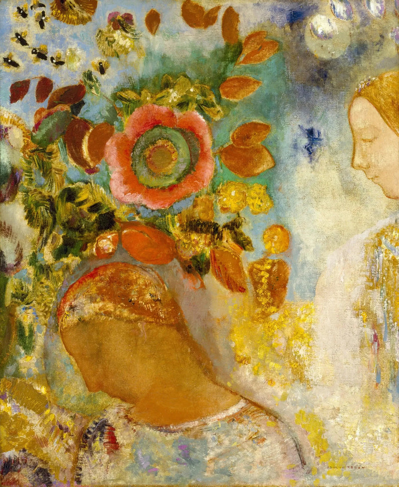 To unge jenter blant blomstene - Odilon Redon