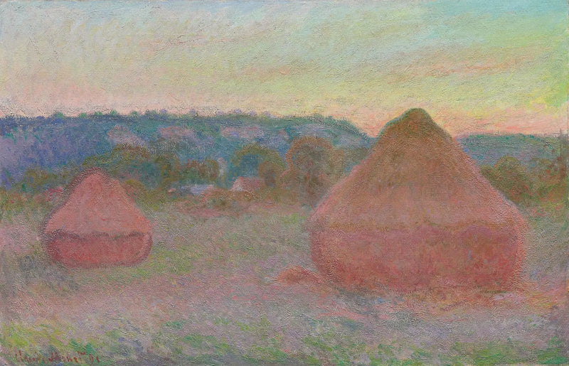 To kverner, dagens nedgang, høst - Claude Monet