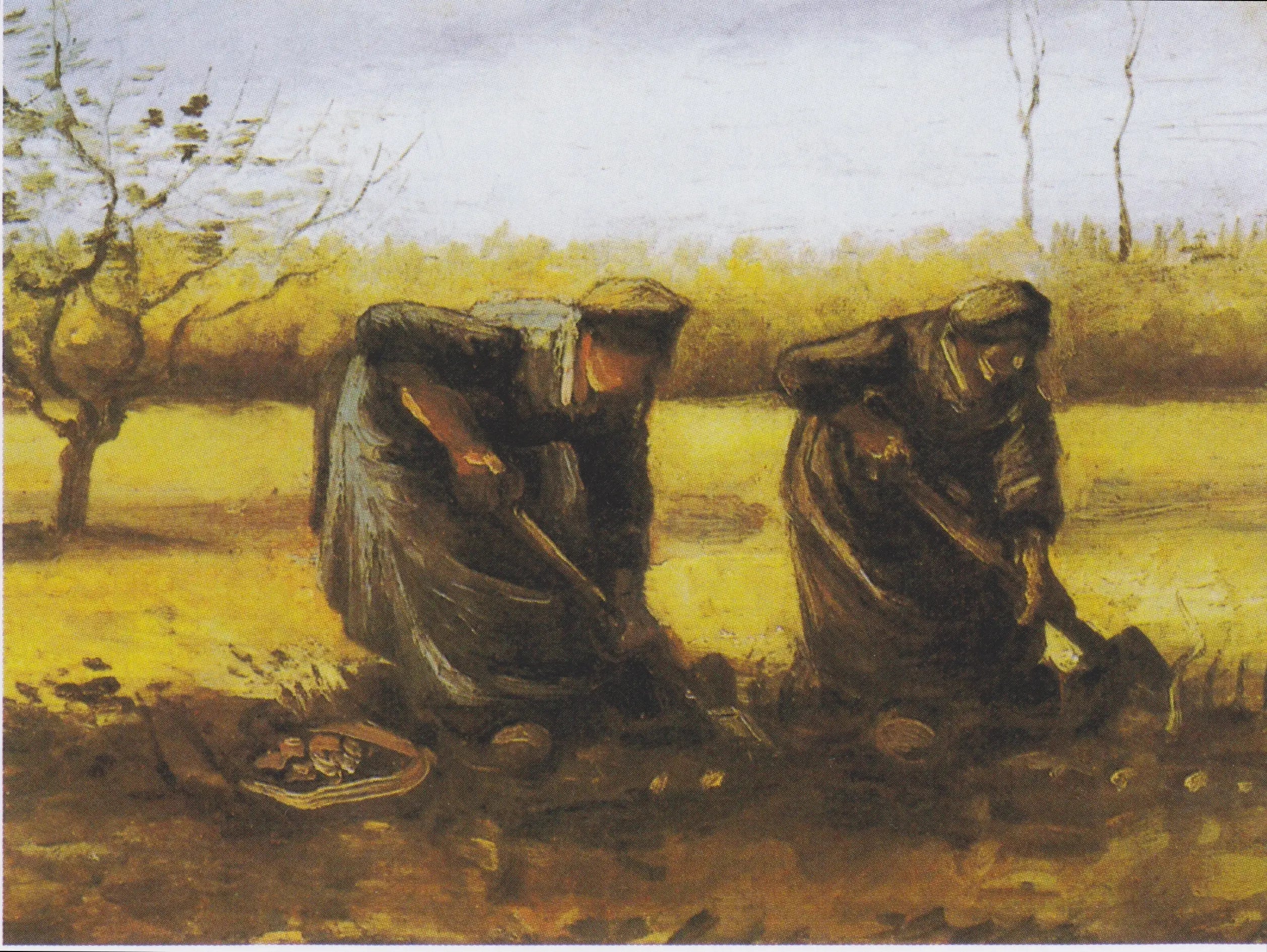 Deux paysannes creusant des pommes de terre - Vincent van Gogh image 1 reproduction d’œuvre d’art à l’huile