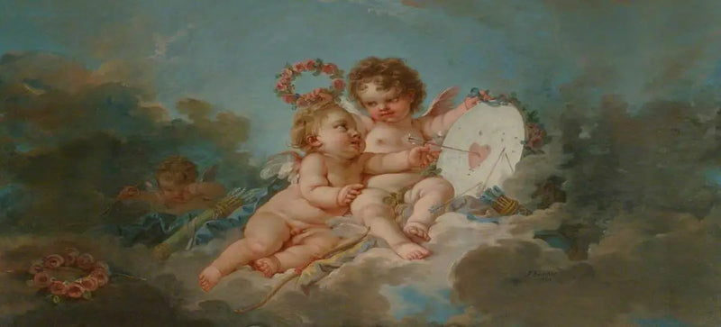 To putti som leker med en « Heartboard » - François Boucher