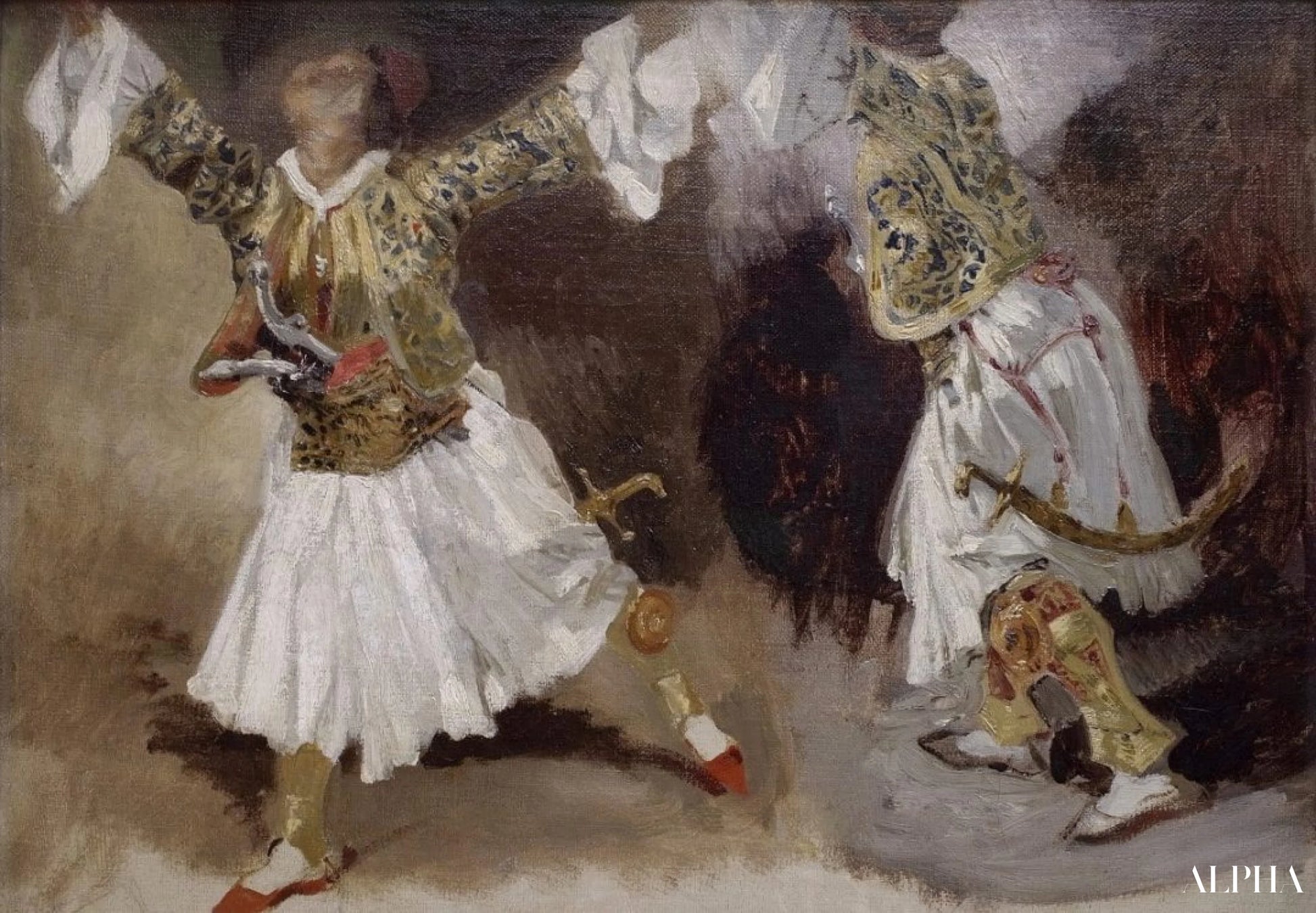 Deux soldats grecs dansant - Eugène Delacroix - Reproductions de tableaux et peintures haut de gamme