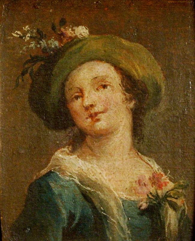 To bilder: En jente med hatt i profil og en jente med hatt forfra (diptyk, høyre panel) - Francesco Guardi