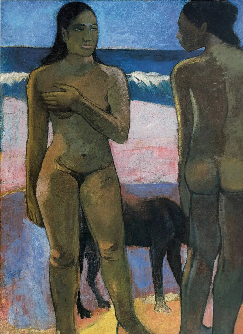 To tahitianske kvinner på stranden - Paul Gauguin
