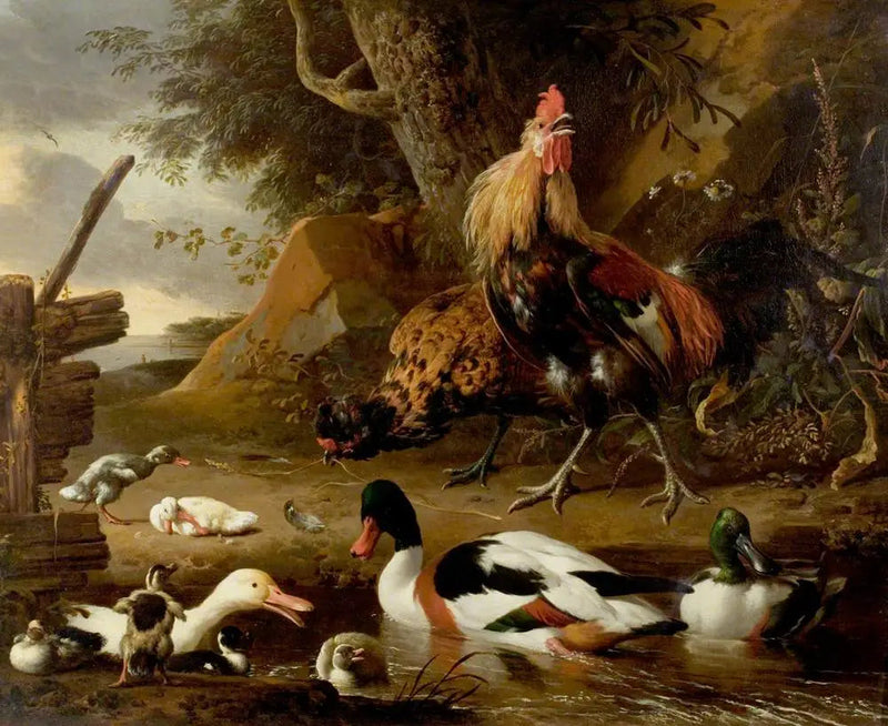 To fugler og ender på en dam - Melchior de Hondecoeter
