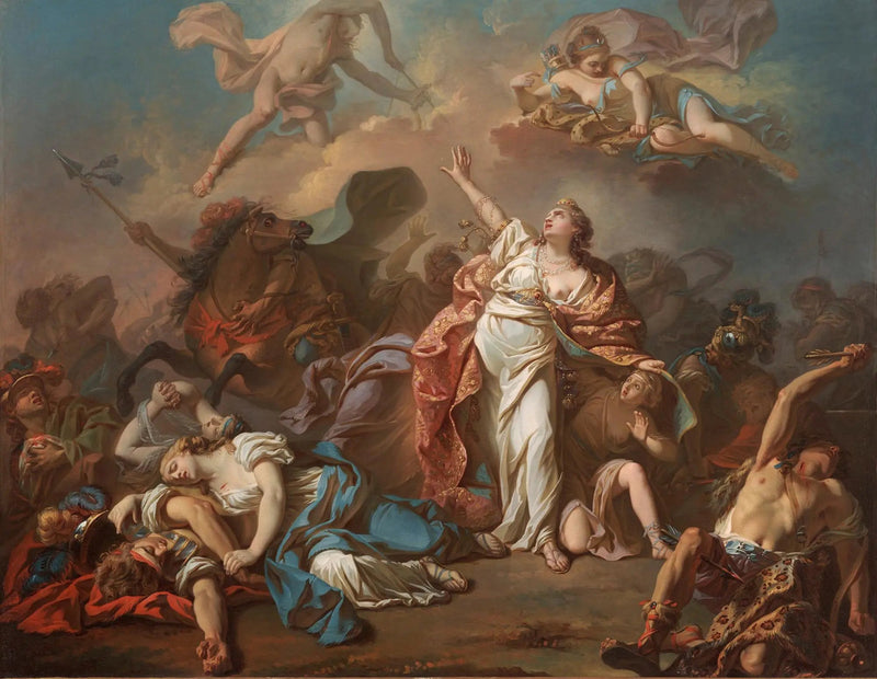 Diane og Apollon som treffer Niobés barn med sine piler - Jacques-Louis David