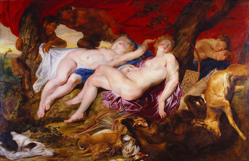 Diane og hennes nymfer overvåket av satyrer - Peter Paul Rubens