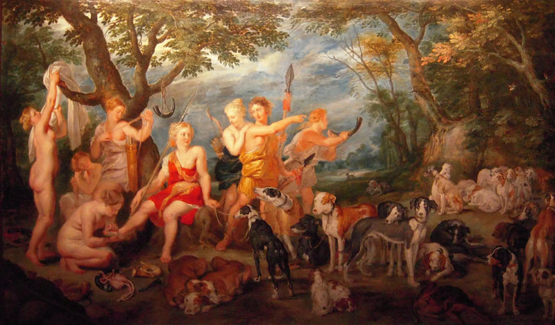 Diane og hennes nymfer er i ferd med å dra på jakt - Peter Paul Rubens