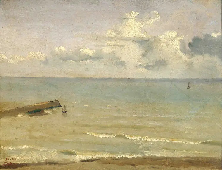 Dieppe, enden av bryggen og havet - Jean-Baptiste Camille Corot