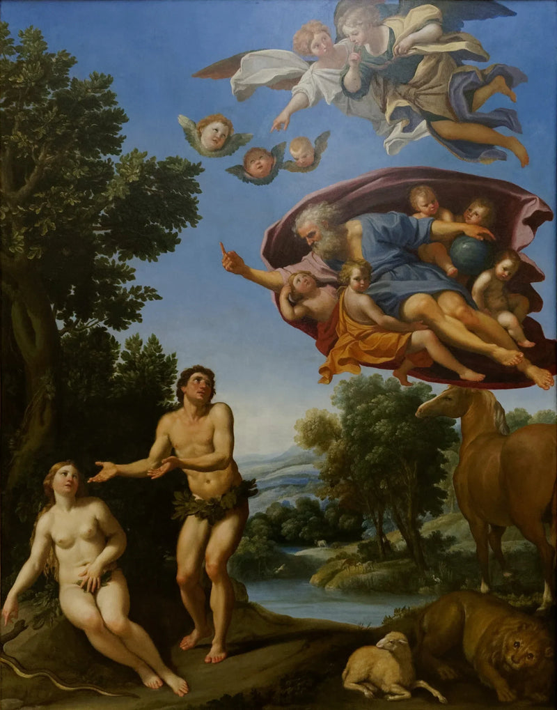 Gud irettesetter Adam og Eva - Domenichino
