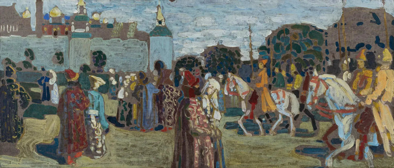 Søndag (gammel russisk) (skisse) - Vassily Kandinsky