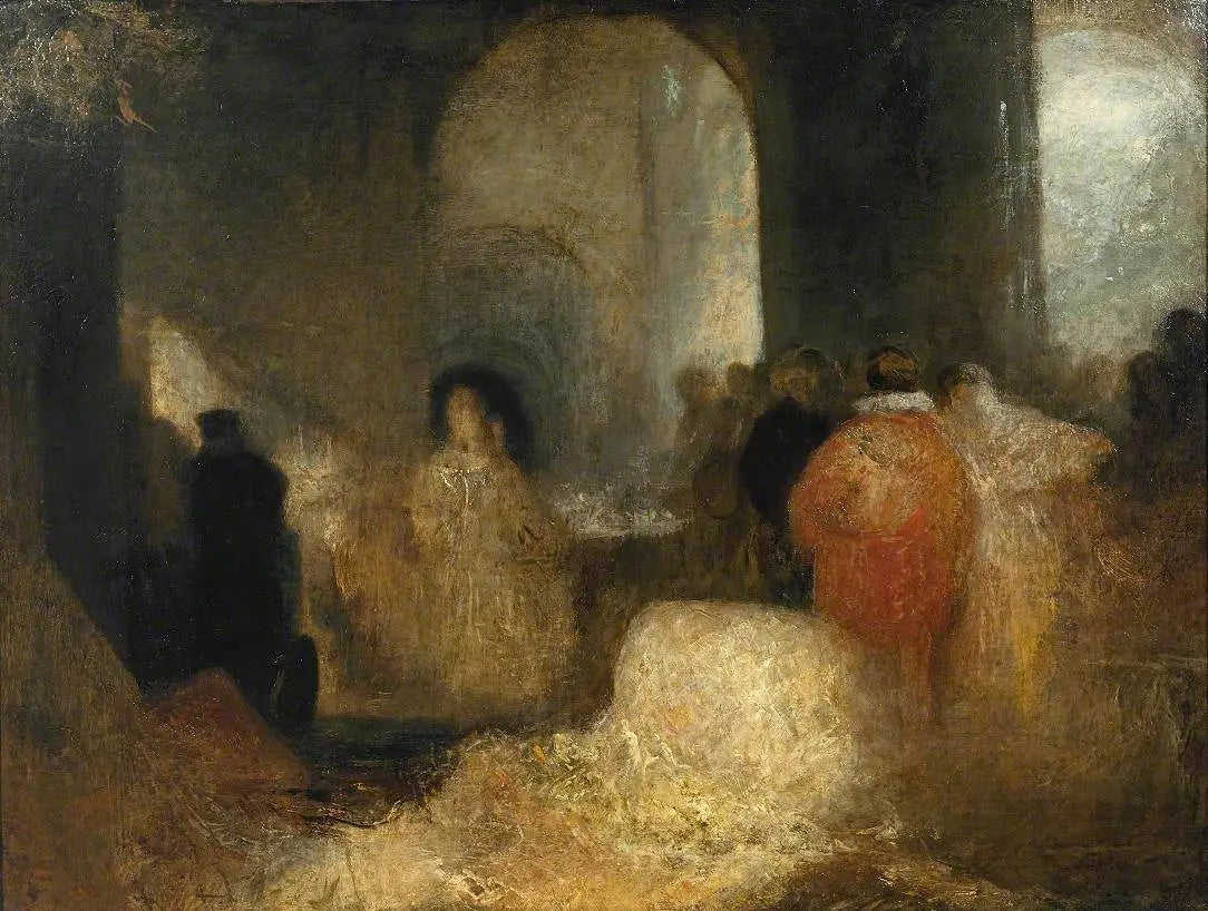 Dinner in a Great Room with Figures in Costume - J. M. W. Turner image 1 reproduction de peinture à l’huile