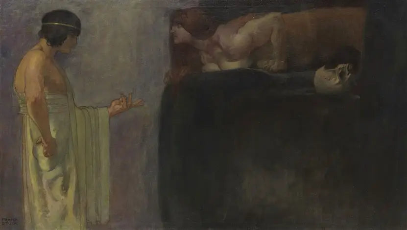 Ødipus løser sphinxens gåte - Franz von Stuck