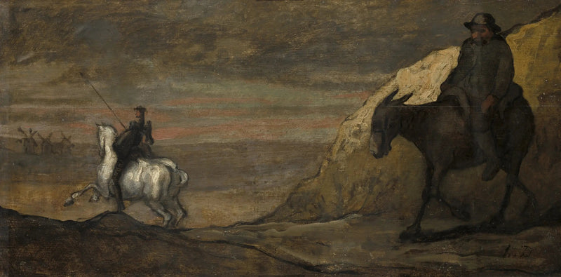 Don Quijote og vindmøller - Honoré Daumier