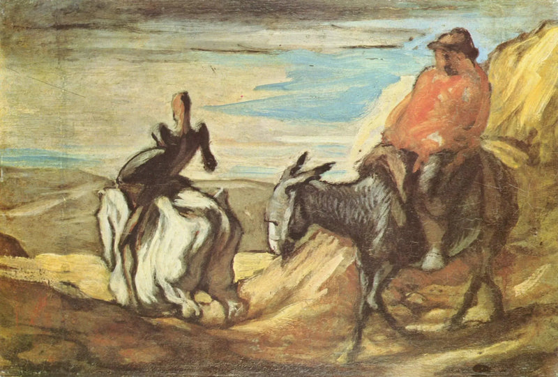 Don Quijote og Sancho Panza i fjellene - Honoré Daumier